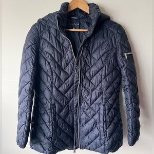 Nautica Navy Chevron Hooded Puffer Jacket, M